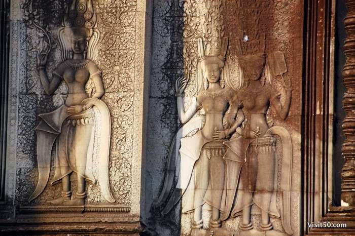 There are more than 1,860 carved Apsara dancers in Angkor Wat.